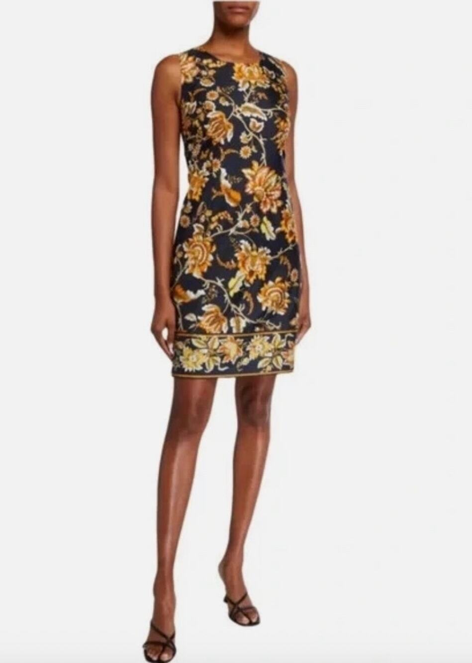 Kobi Halperin Mini Dress Navy Blue Floral Sleeveless Silk Sheath